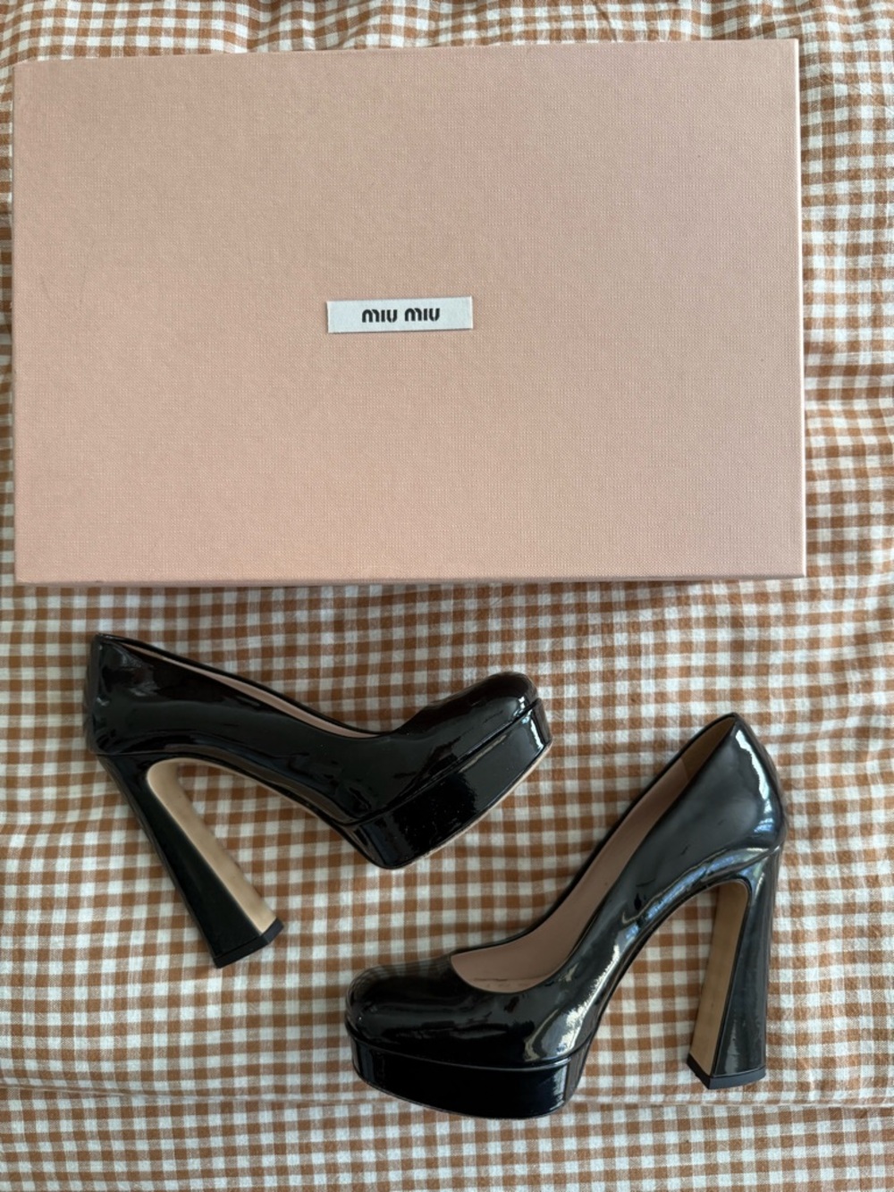 Miu Miu Black Patent Platform Pumps